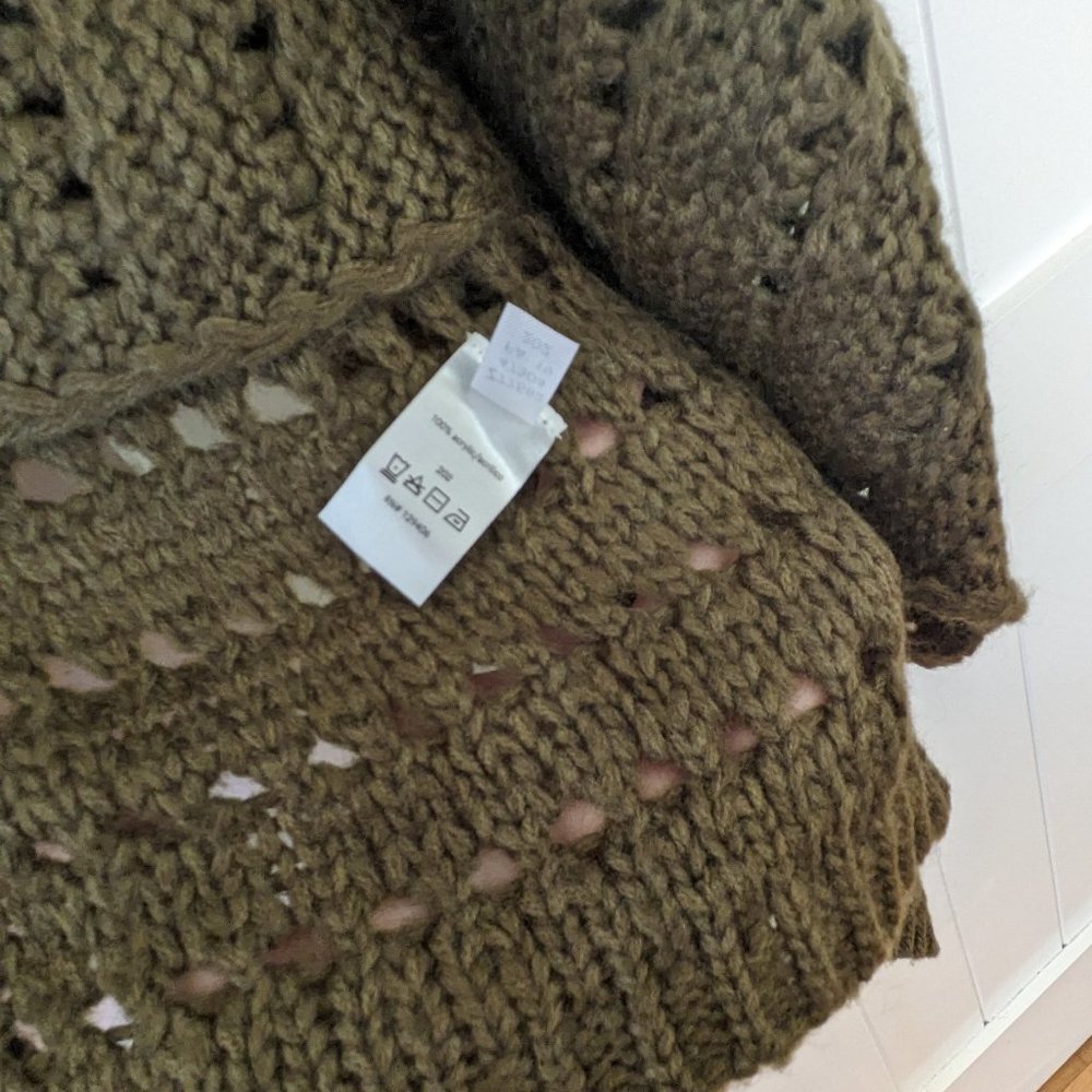 🌸 VENUS High/Low Duster Cardigan Sweater Open Front in Olive Green SIZE L - Picture 12 of 16